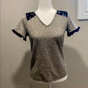 Karl Lagerfeld short sleeve drill lace top